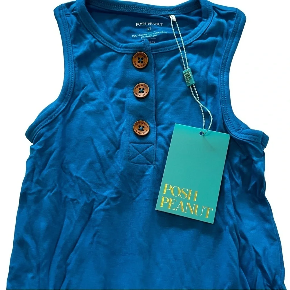 NWT Posh Peanut Bamboo Onsie Bodysuit Blue 2T